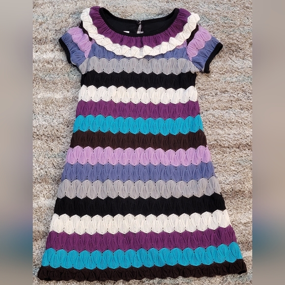 Girls Bonnie Jean Dress size 8 Purple Strip - Picture 1 of 3
